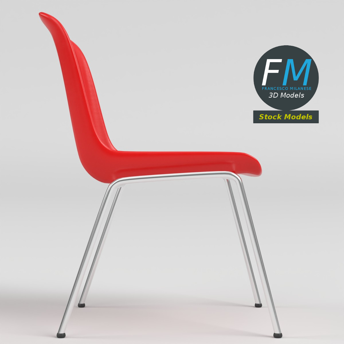 3D Model - Stackable Plastic Shell Chair - 04