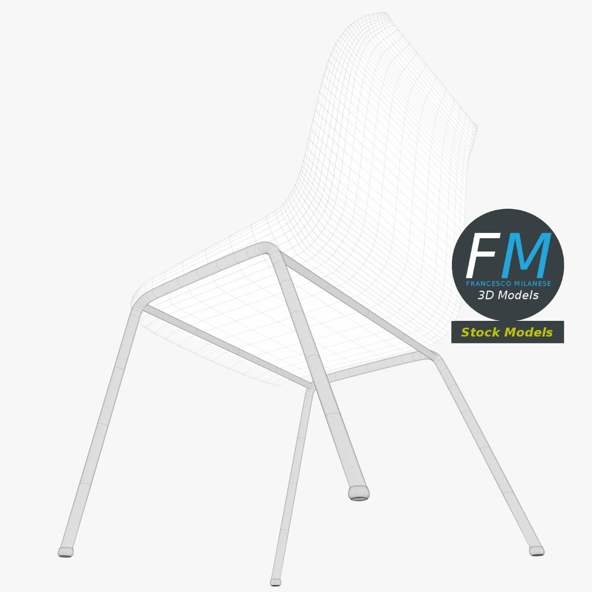 3D Model - Stackable Plastic Shell Chair - 08