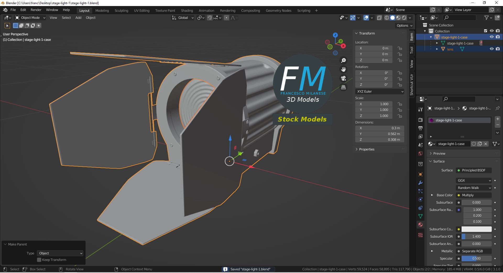 3D-Modell - Bühnenscheinwerfer - 09