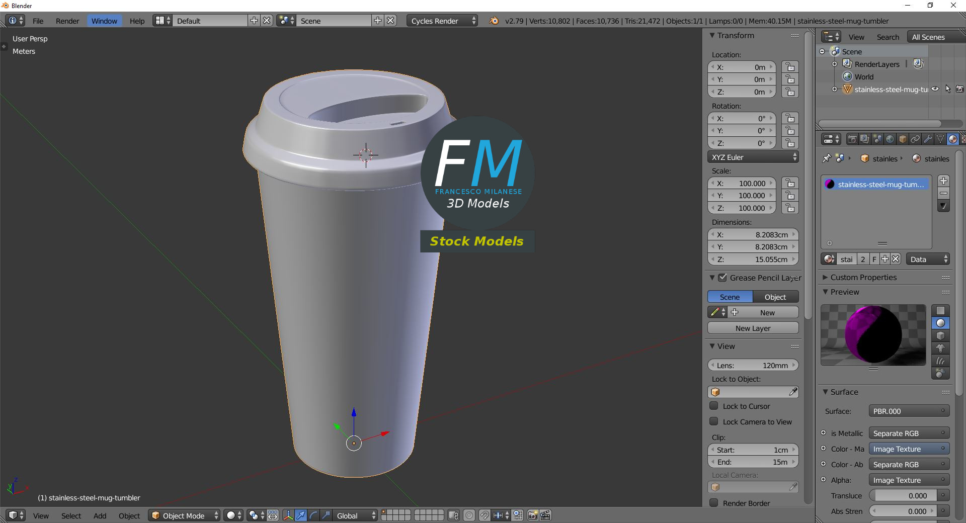 3D-Modell - Edelstahl-Trinkbecher - 09