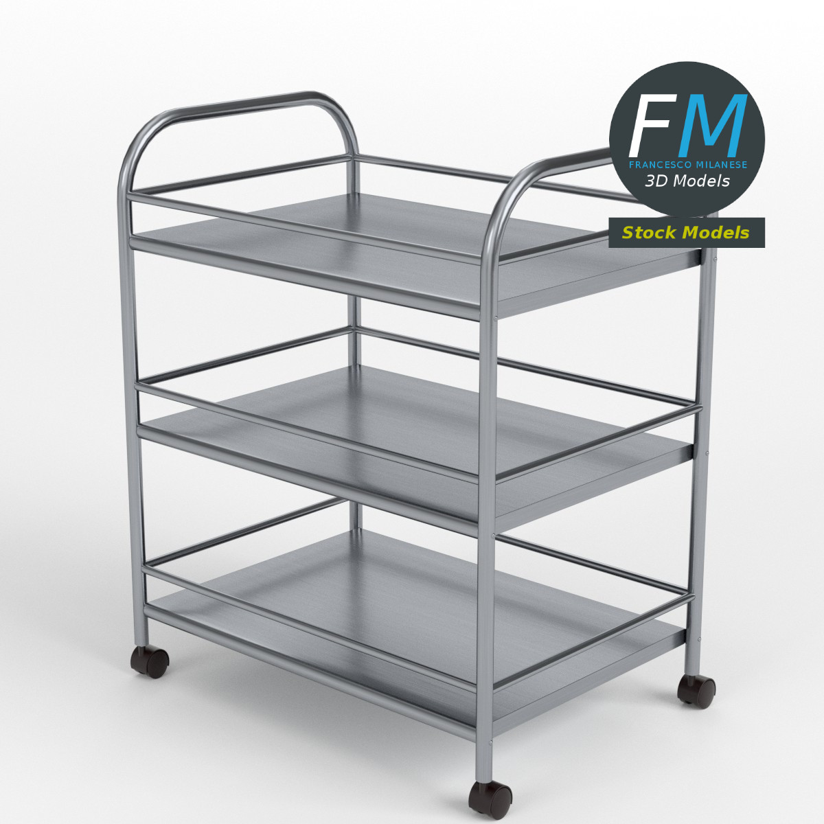 3D-Modell - Edelstahl-Servierwagen - 01