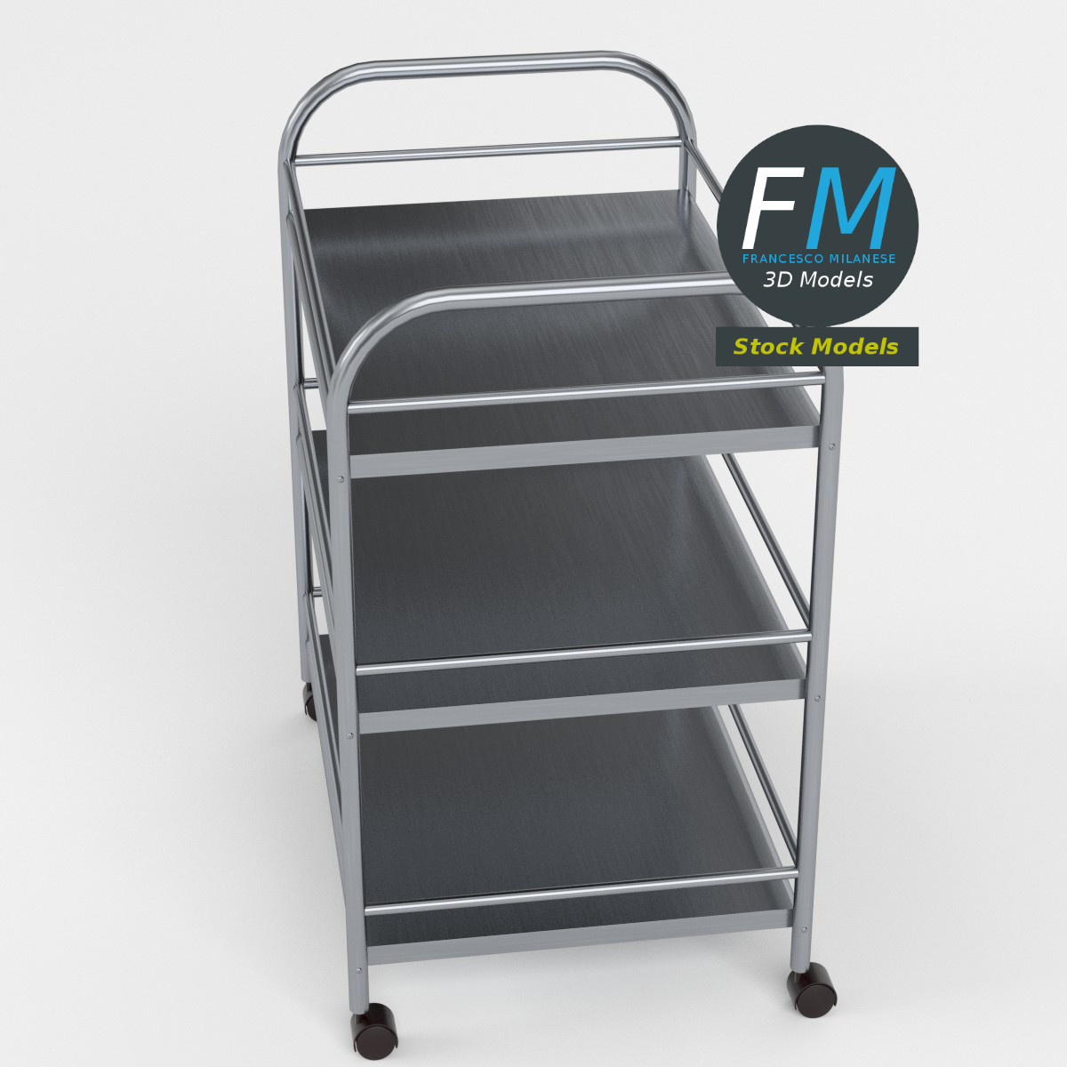 3D-Modell - Edelstahl-Servierwagen - 02