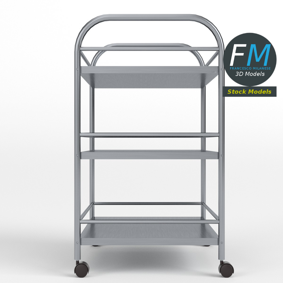 3D-Modell - Edelstahl-Servierwagen - 03