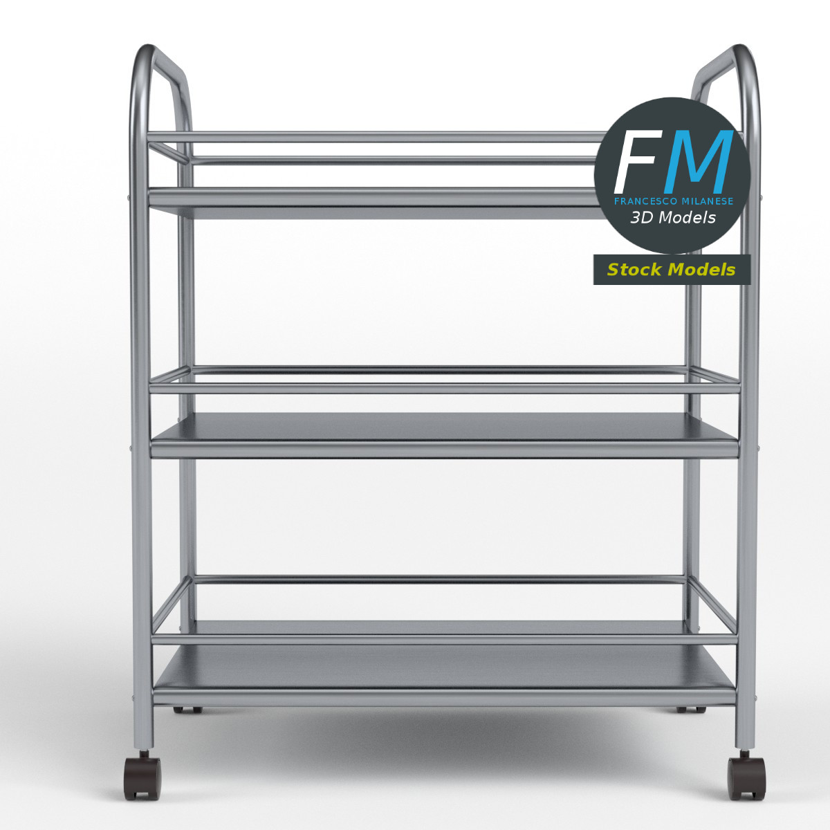 3D-Modell - Edelstahl-Servierwagen - 04