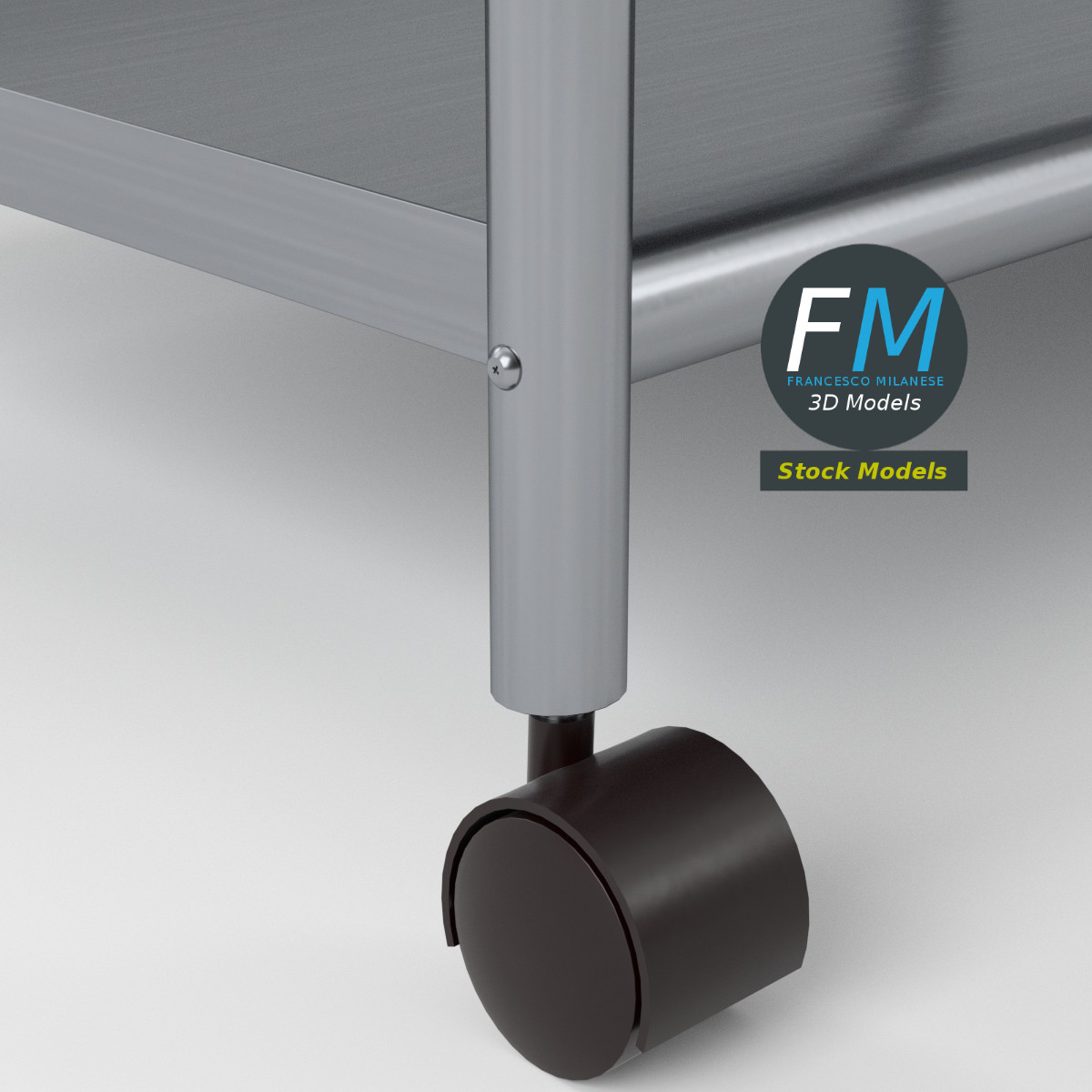 3D-Modell - Edelstahl-Servierwagen - 05