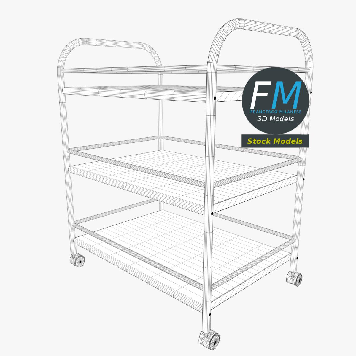 3D-Modell - Edelstahl-Servierwagen - 07