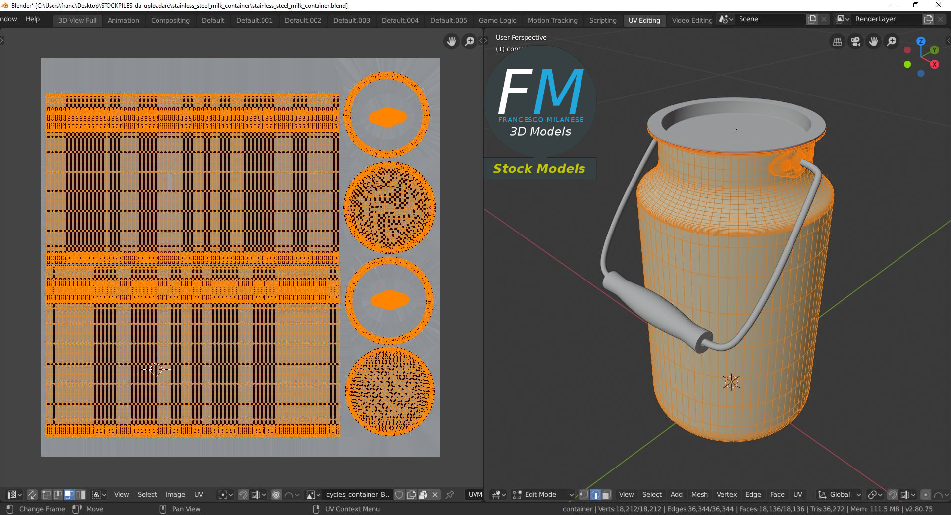3D-Modell - Milchbehälter aus Edelstahl - 10