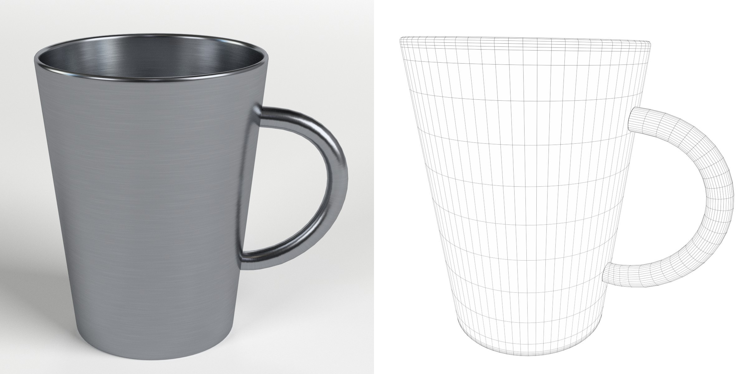3D-Modell - Edelstahl-Trinkbecher mit Henkel