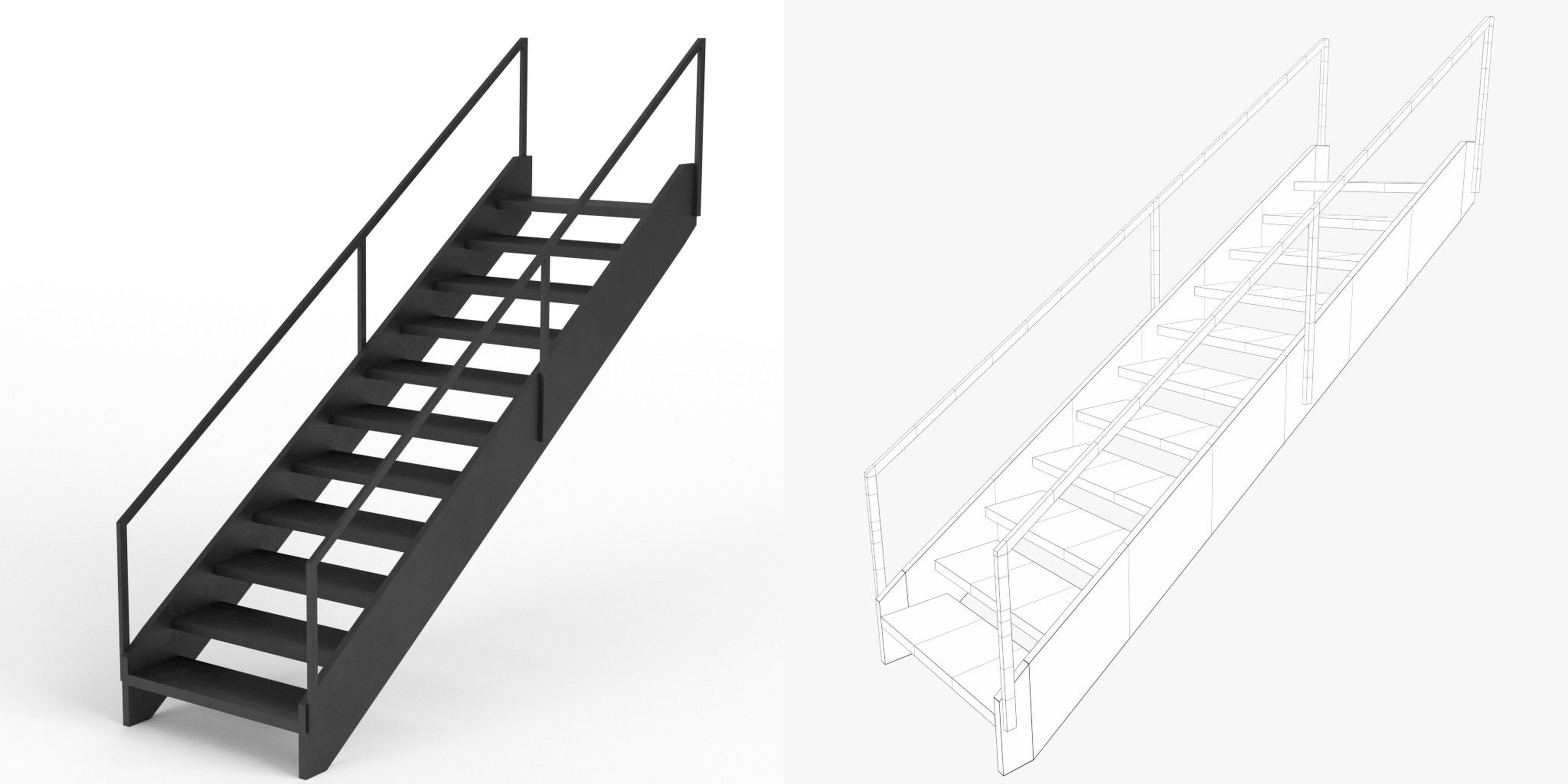 3D-Modell - Industrielle Metalltreppe