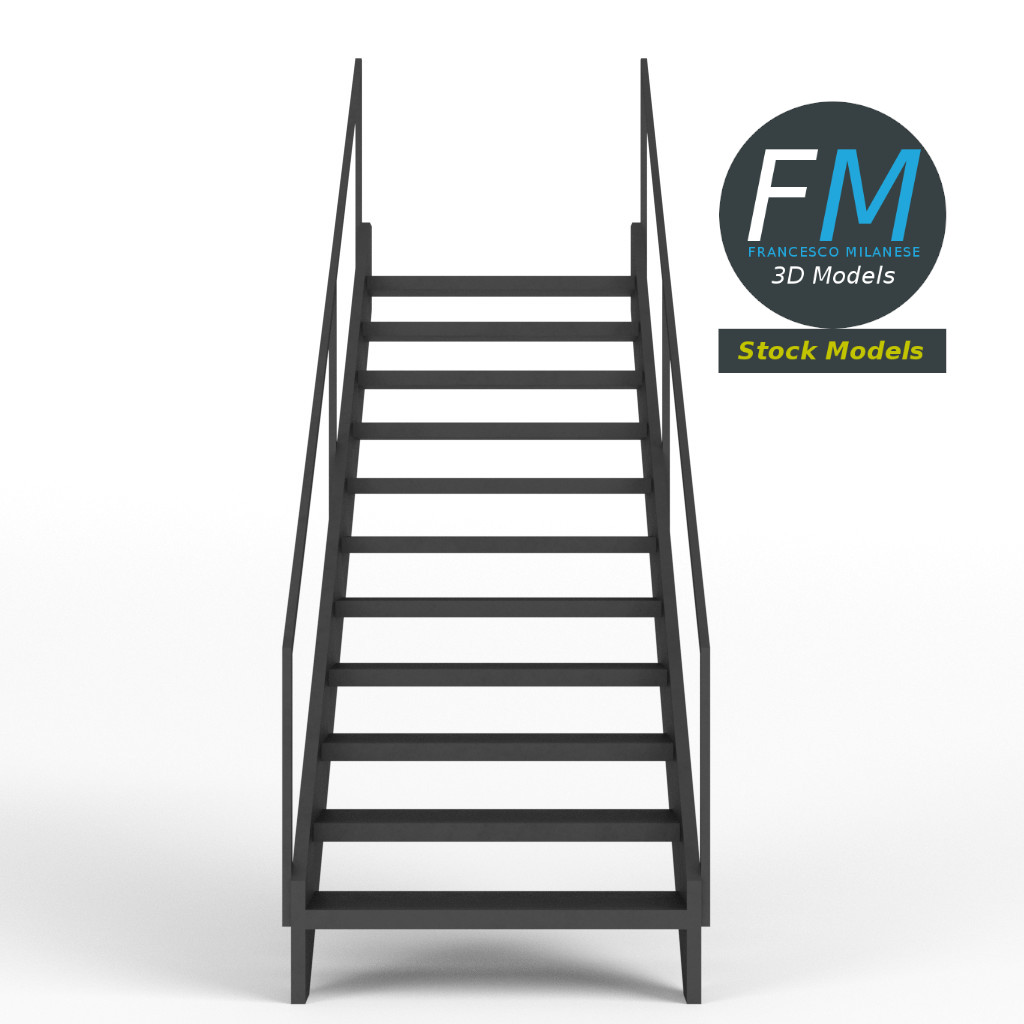 3D-Modell - Industrielle Metalltreppe - 03