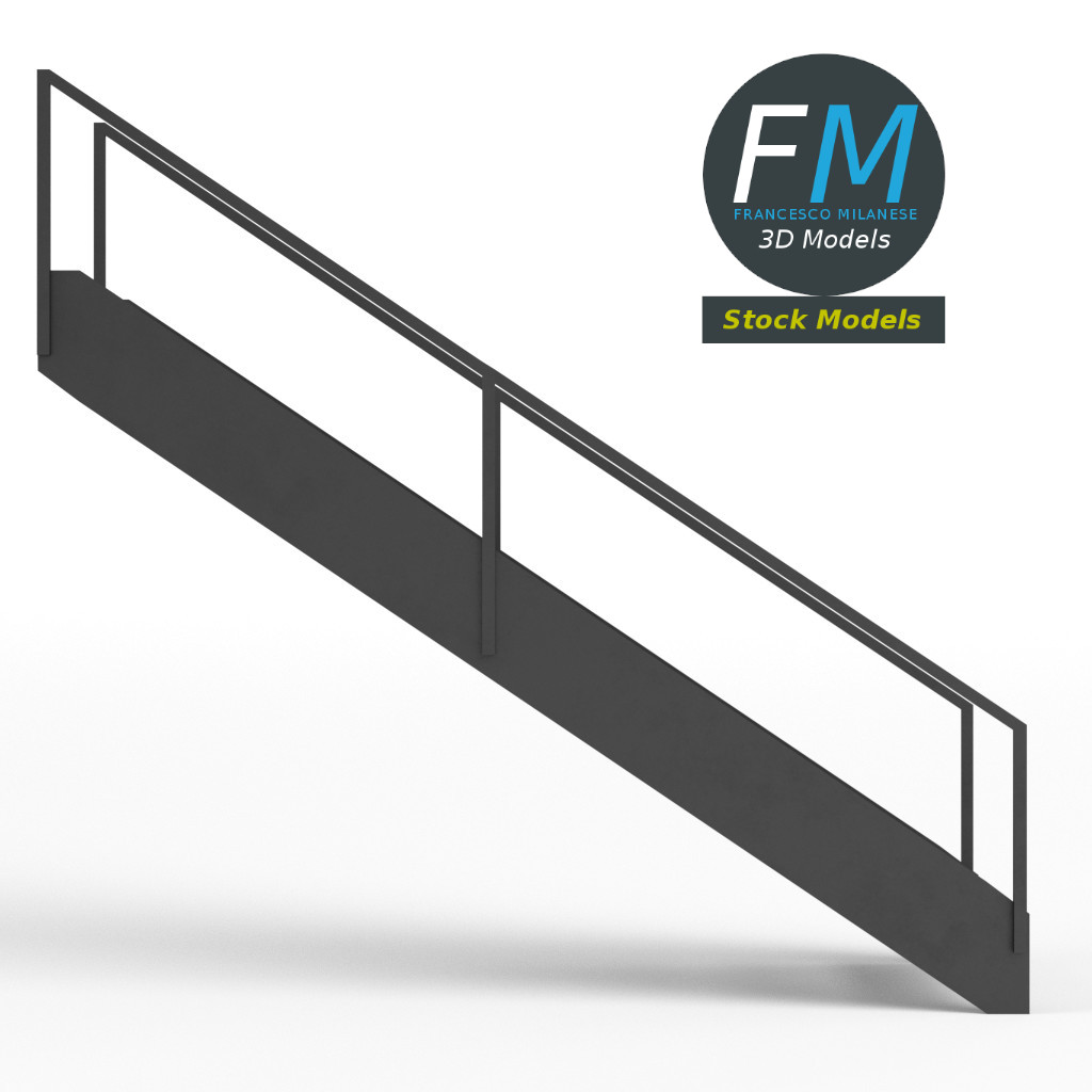 3D-Modell - Industrielle Metalltreppe - 04