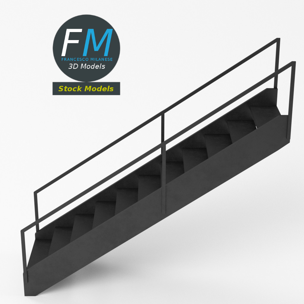 3D-Modell - Industrielle Metalltreppe - 05