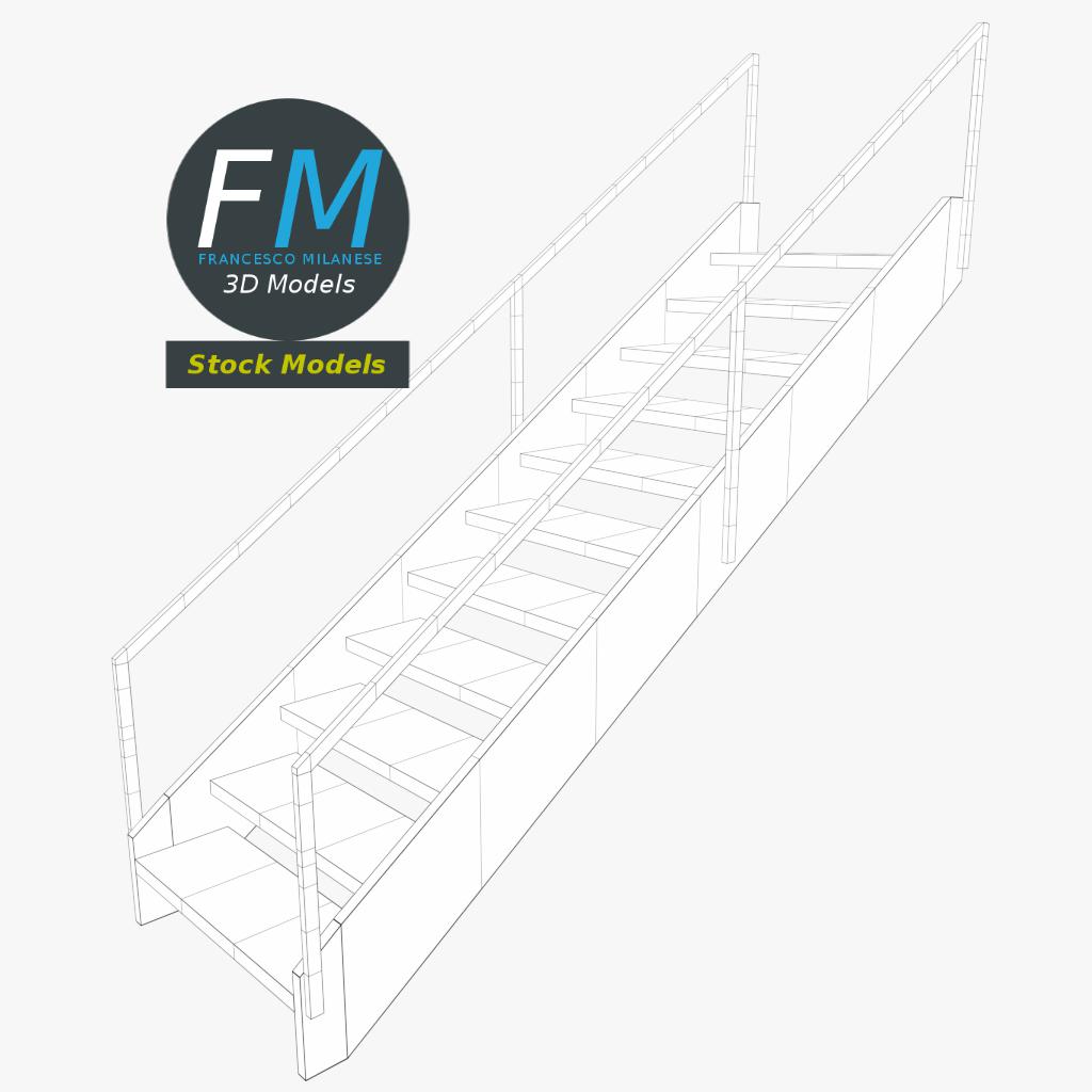 3D-Modell - Industrielle Metalltreppe - 07