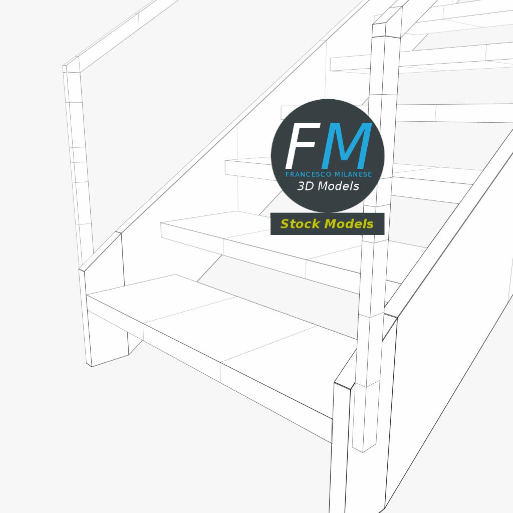 3D-Modell - Industrielle Metalltreppe - 08