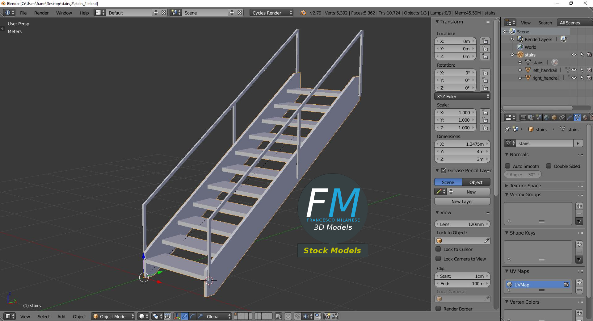 3D-Modell - Industrielle Metalltreppe - 09