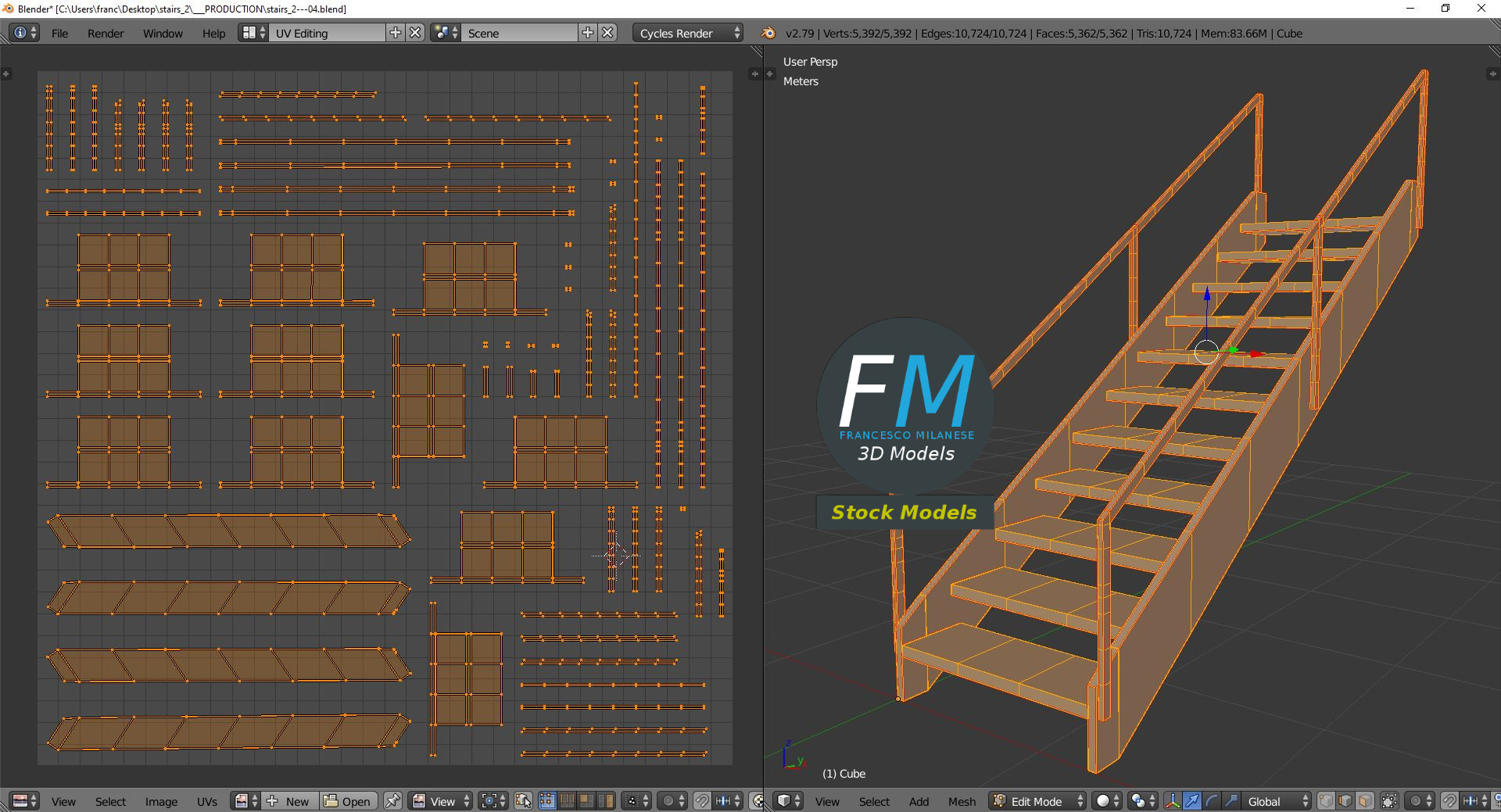 3D-Modell - Industrielle Metalltreppe - 10