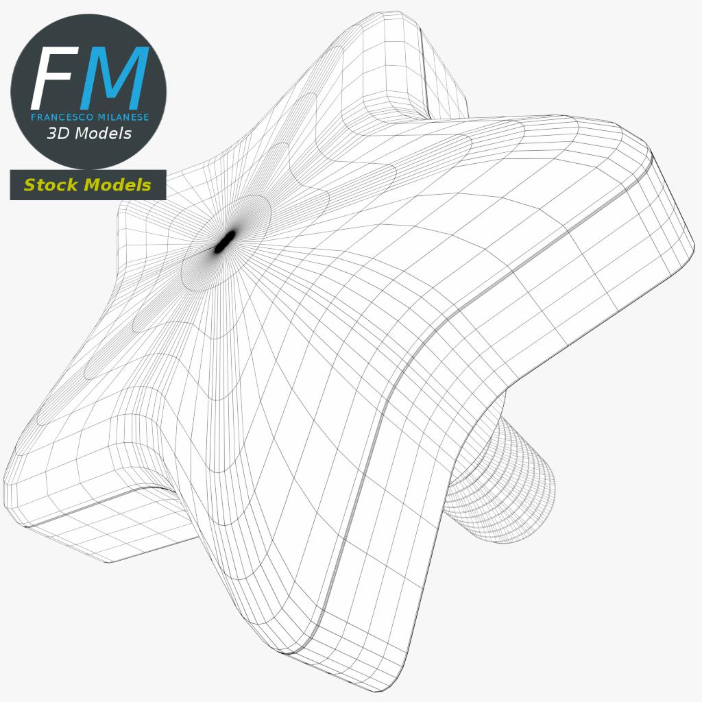3D-Modell - Sternförmiger Handknopf - 07
