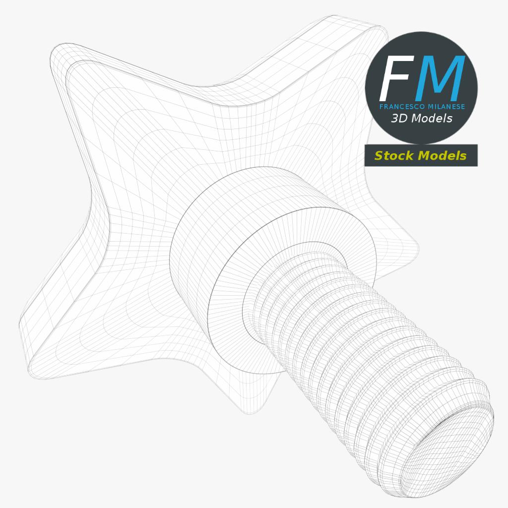3D-Modell - Sternförmiger Handknopf - 08