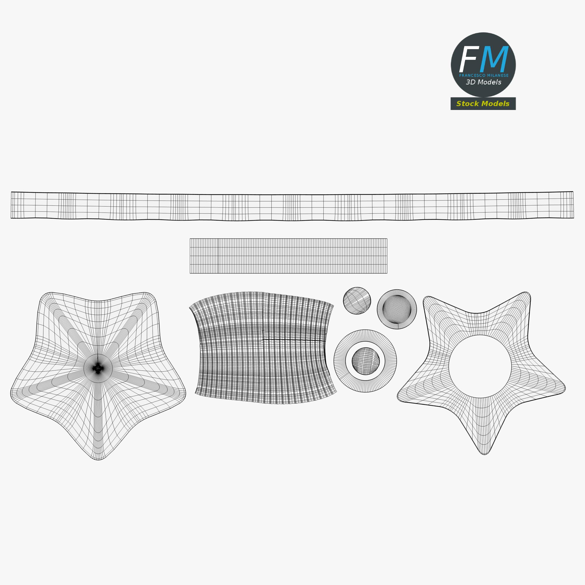 3D-Modell - Sternförmiger Handknopf - 11 3D-Modell - Sternförmiger Handknopf - 11