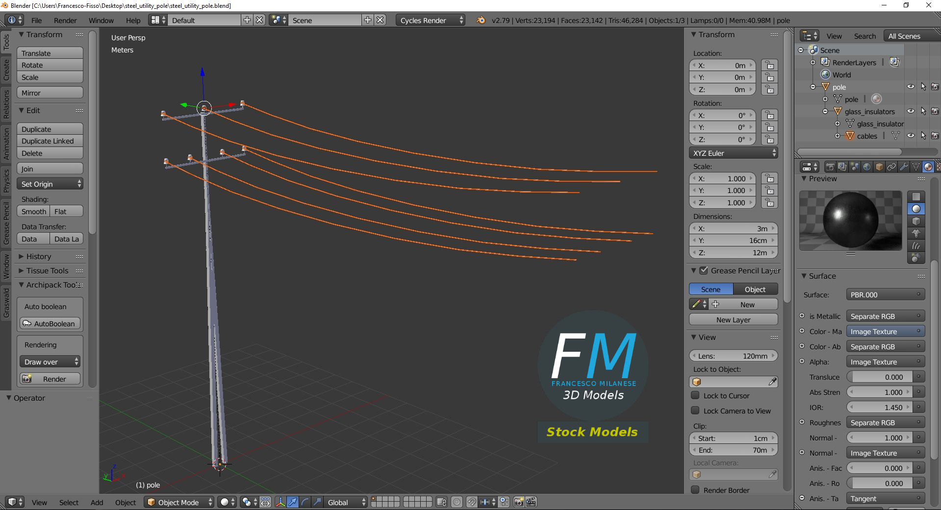 3D-Modell - Stahl-Strommast - 09
