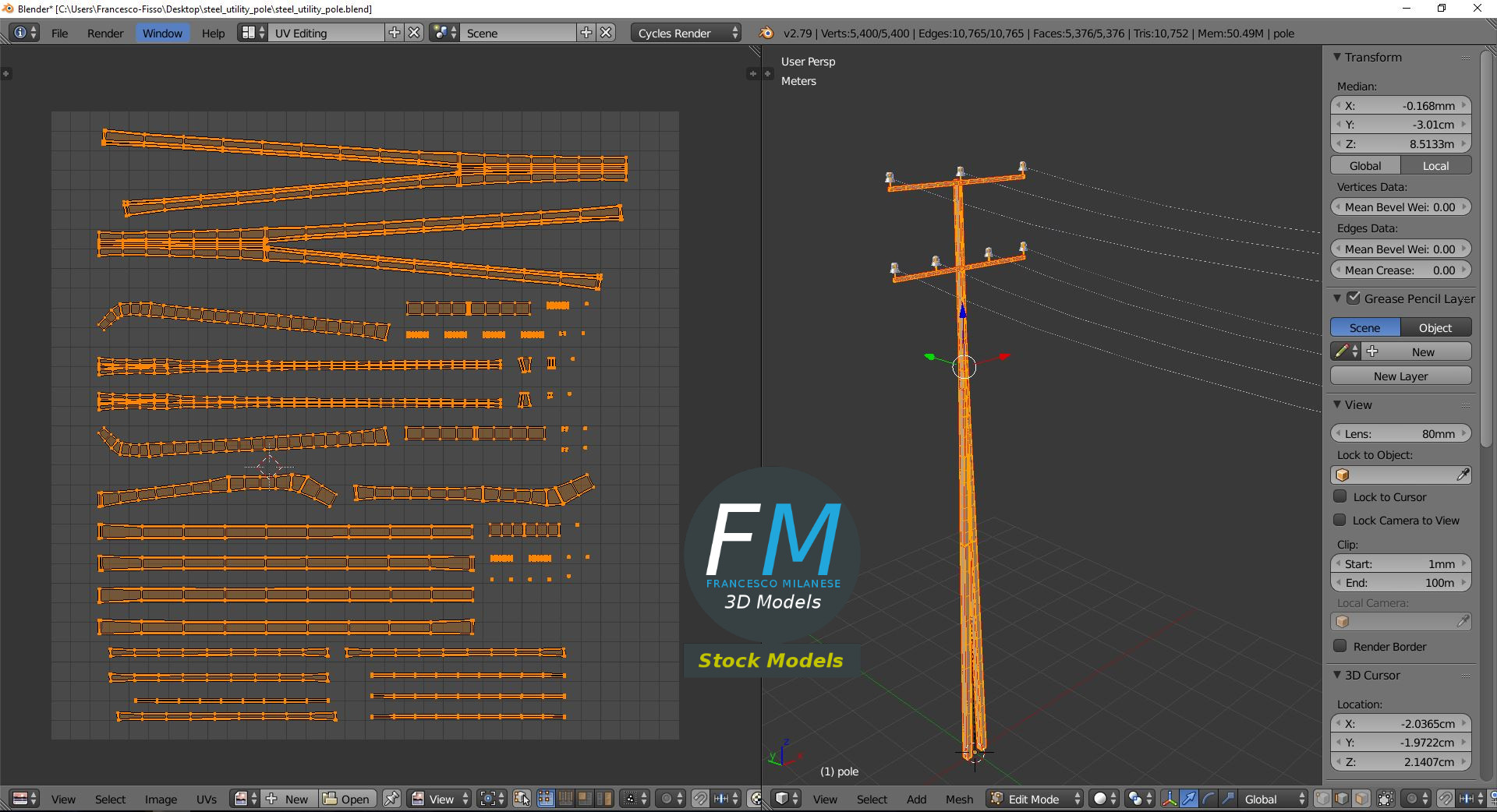 3D-Modell - Stahl-Strommast - 10
