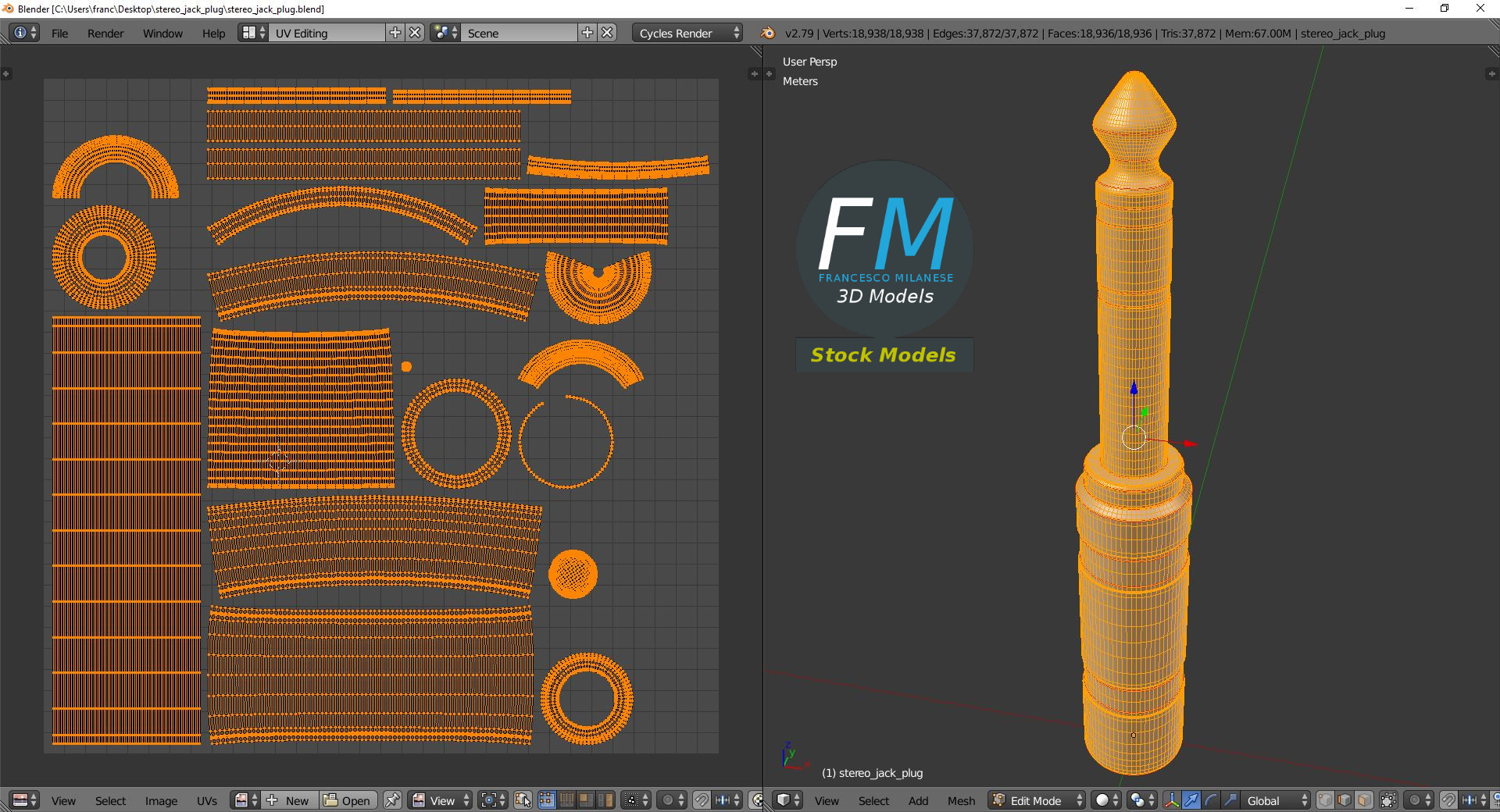 3D-Modell - Stereo-Klinkenstecker - 10