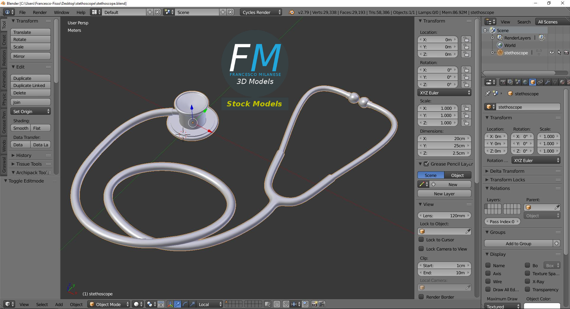 3D-Modell - Stethoskop - 09