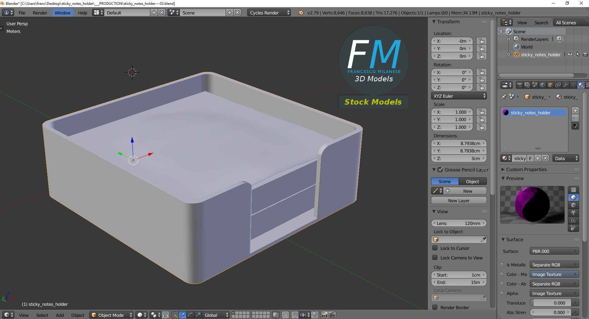 3D-Modell - Haftnotizhalter - 09