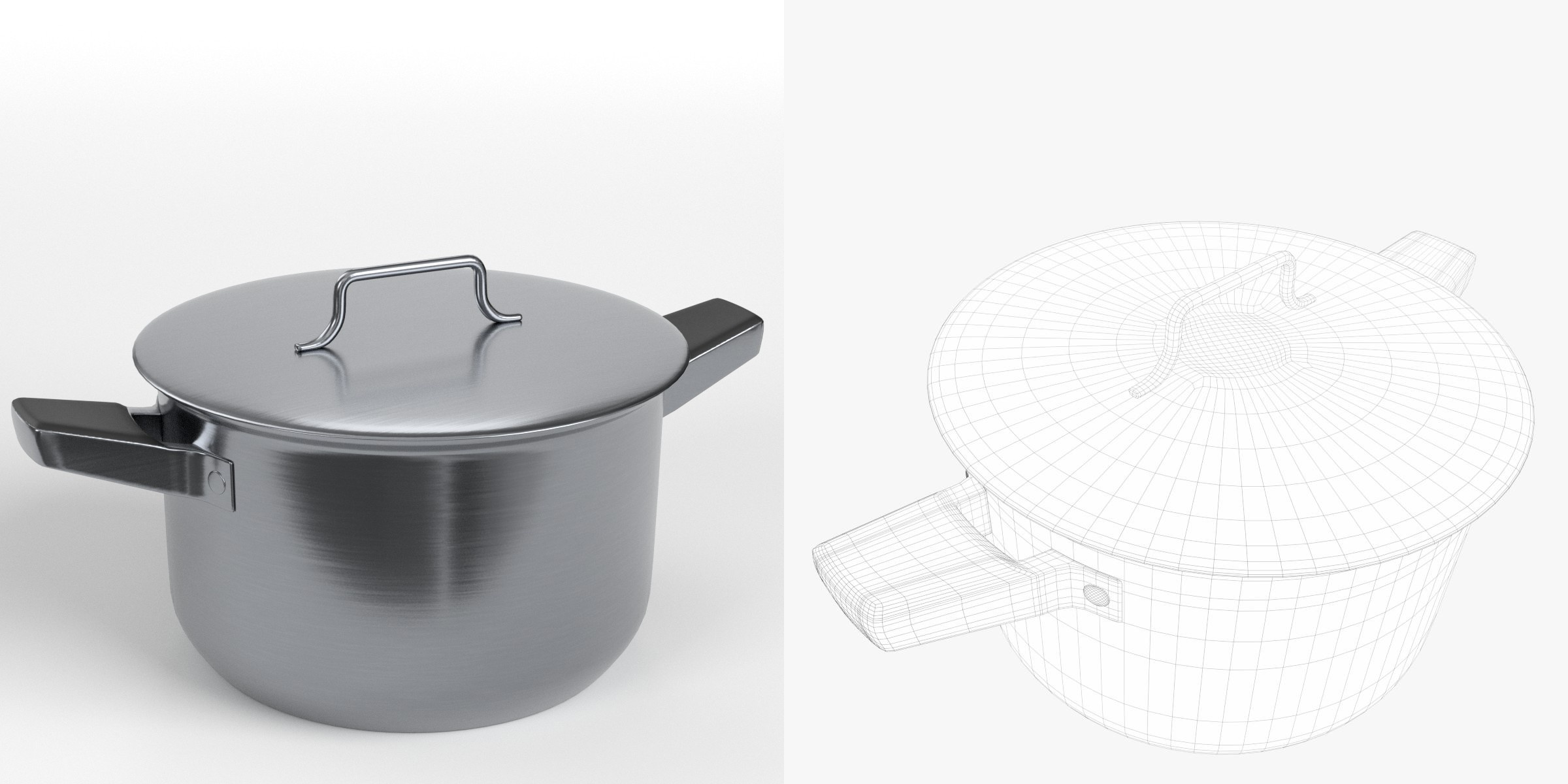 3D-Modell - Edelstahl-Kochtopf