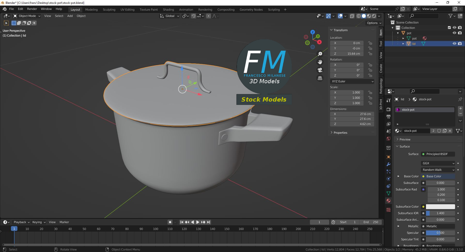 3D-Modell - Edelstahl-Kochtopf - 09