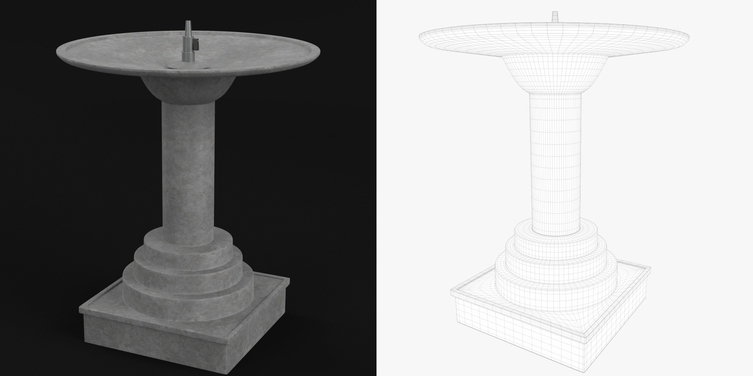 3D-Modell - Steinbrunnen mit Sockel