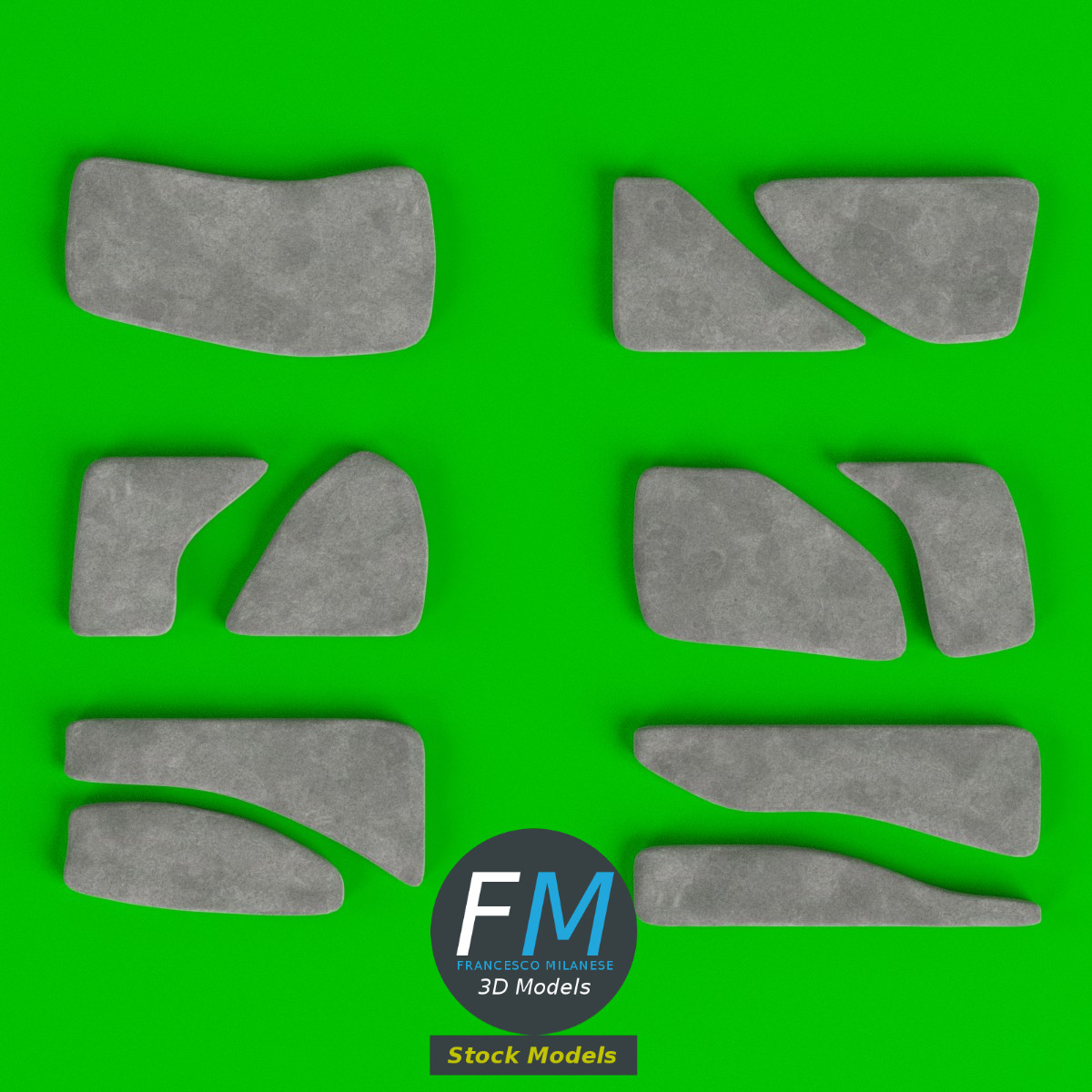 3D-Modell - Trittsteine Set - 01