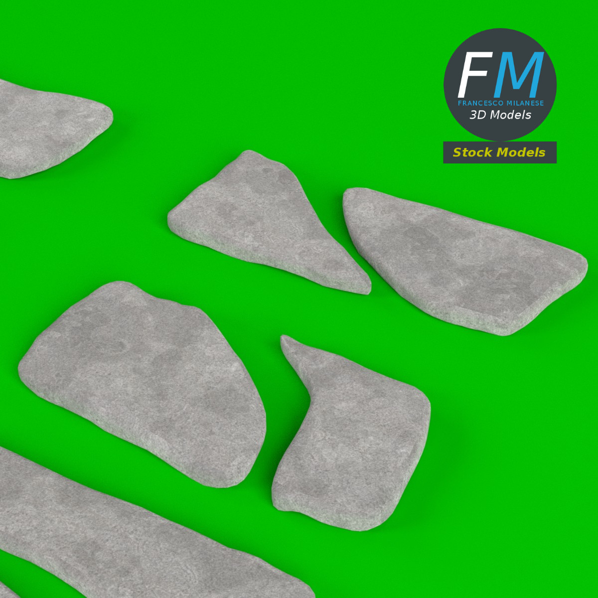 3D-Modell - Trittsteine Set - 02
