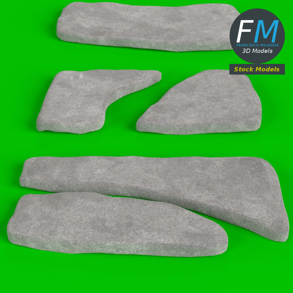 3D-Modell - Trittsteine Set - 03