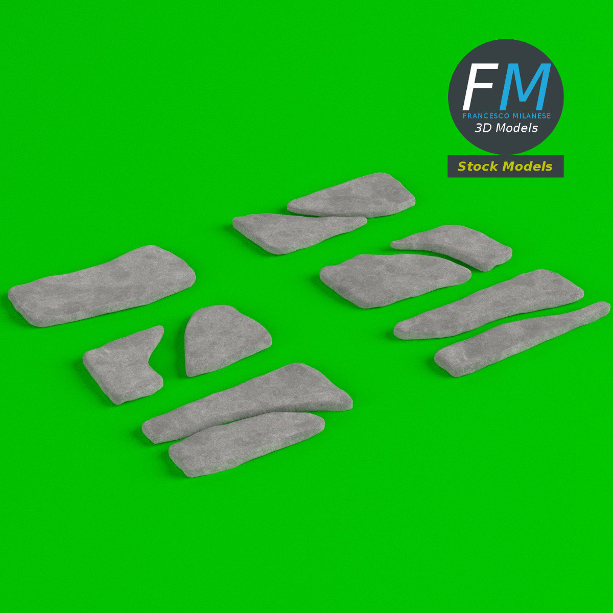 3D-Modell - Trittsteine Set - 06