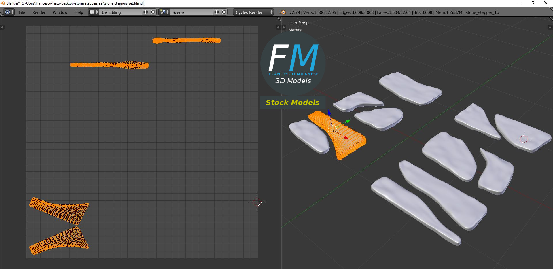 3D-Modell - Trittsteine Set - 10