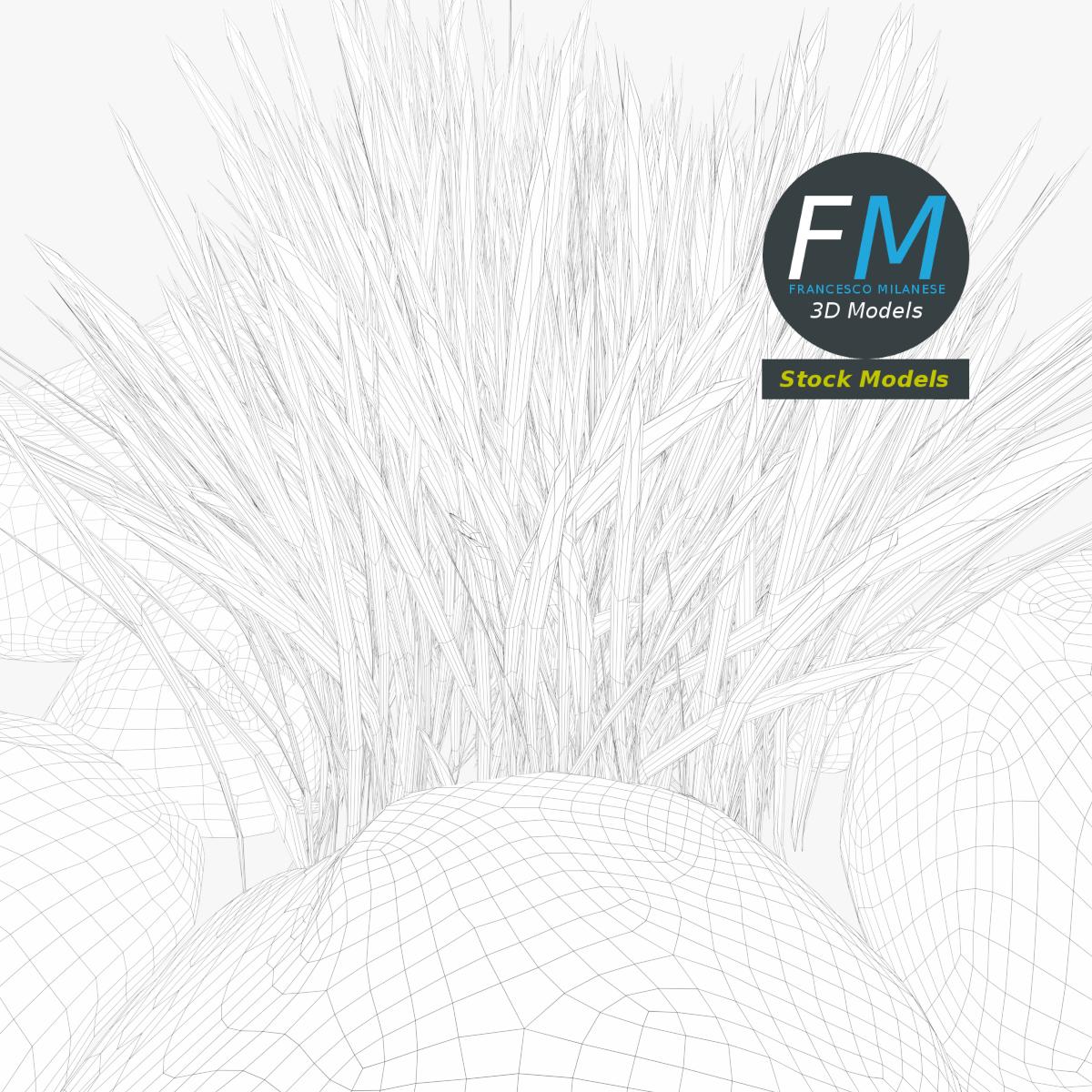 3D-Modell - Steine und Gras Set - 08