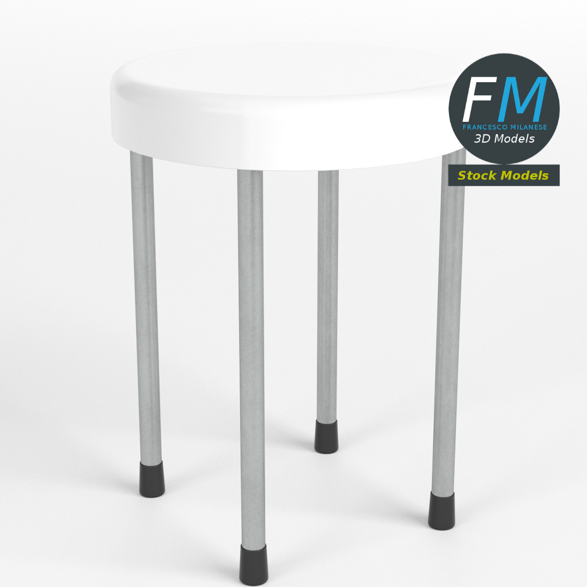 3D-Modell - Runder Hocker mit Vier Beinen - 01