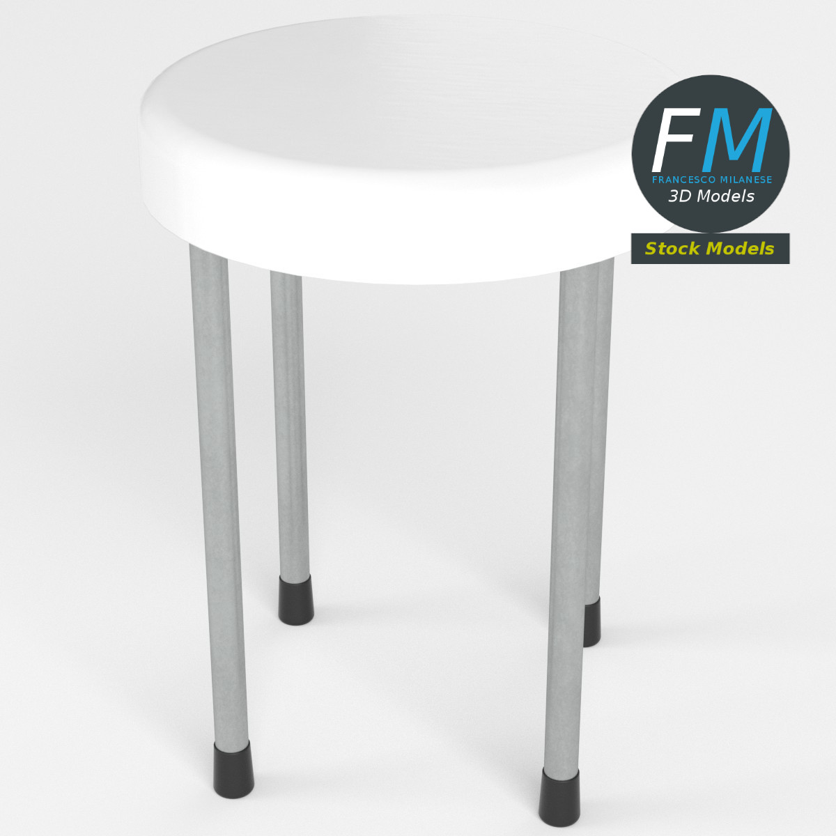 3D-Modell - Runder Hocker mit Vier Beinen - 02