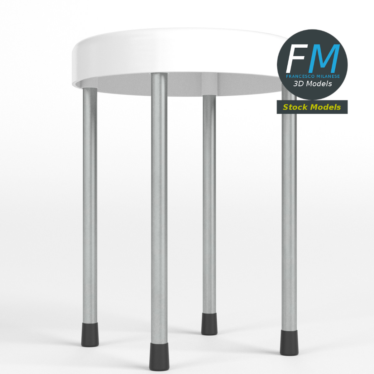 3D-Modell - Runder Hocker mit Vier Beinen - 03