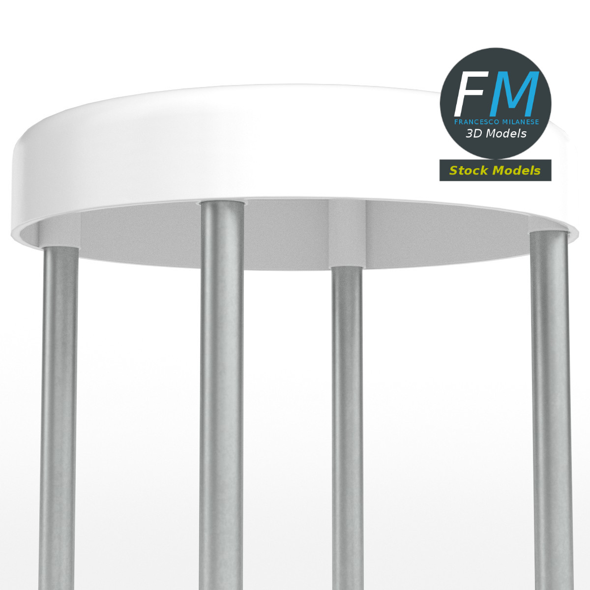 3D-Modell - Runder Hocker mit Vier Beinen - 04