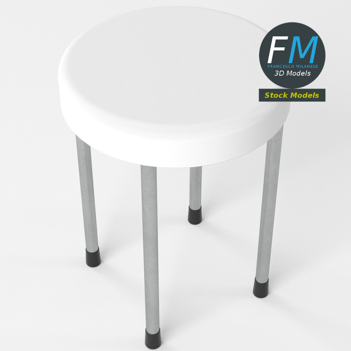 3D-Modell - Runder Hocker mit Vier Beinen - 05