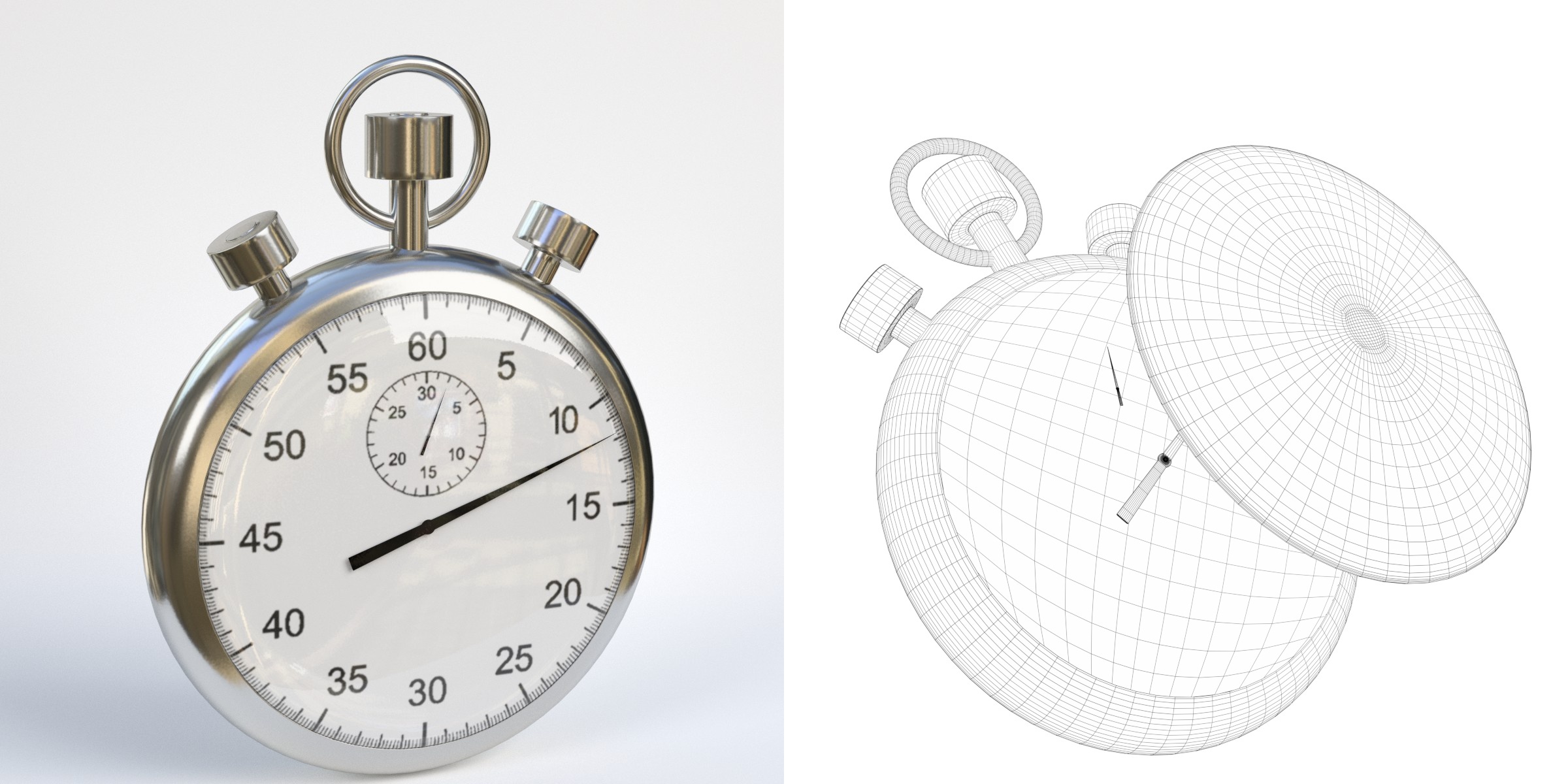 3D-Modell - Mechanische Stoppuhr