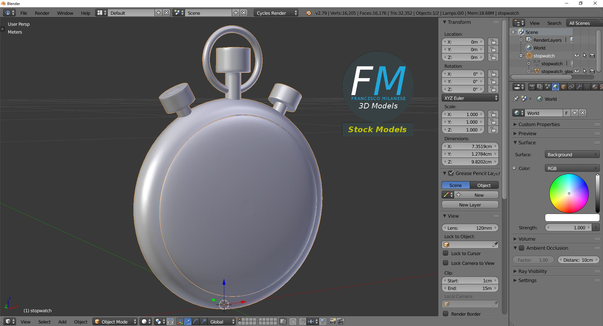 3D-Modell - Mechanische Stoppuhr - 09