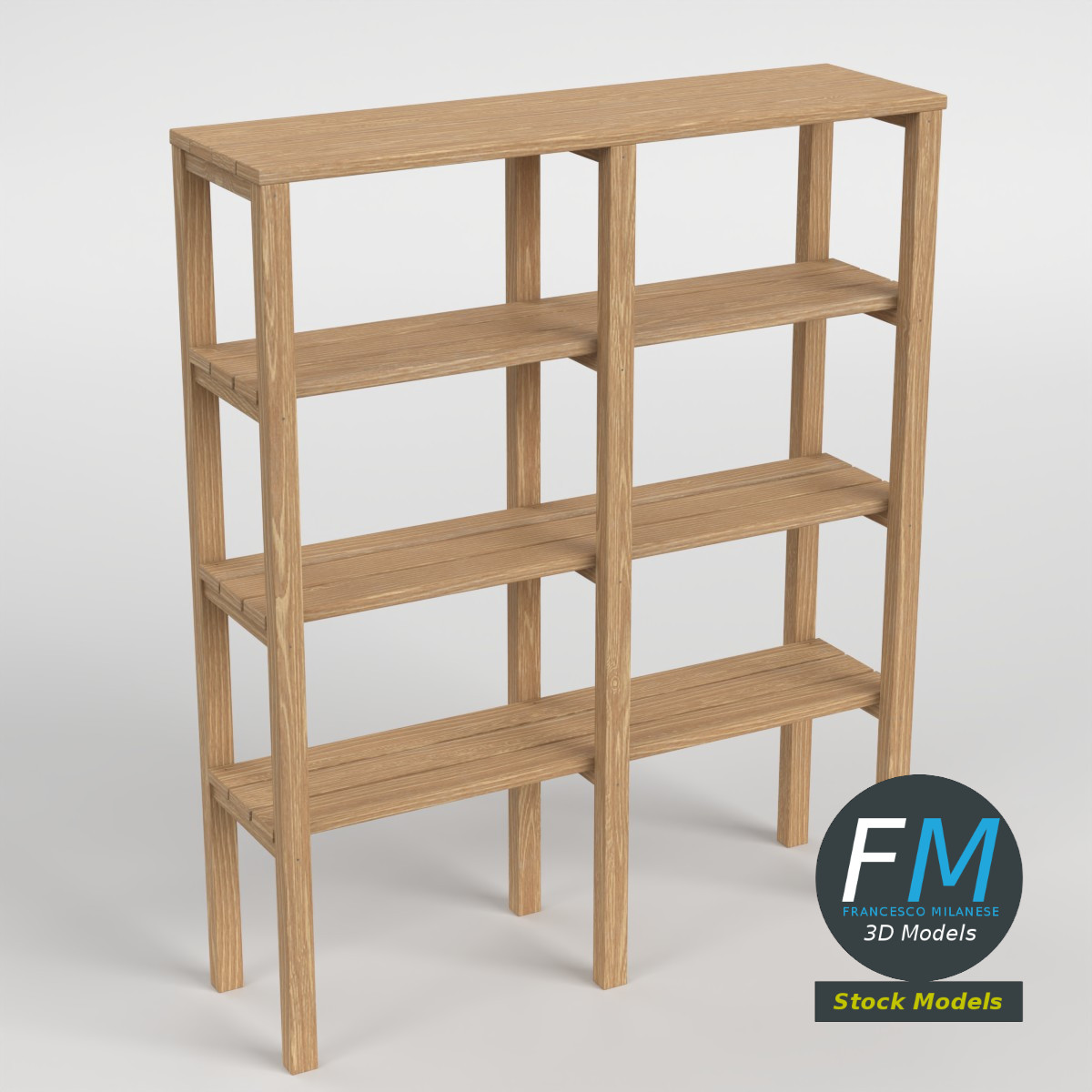 3D-Modell - Holzregal zur Aufbewahrung - 01