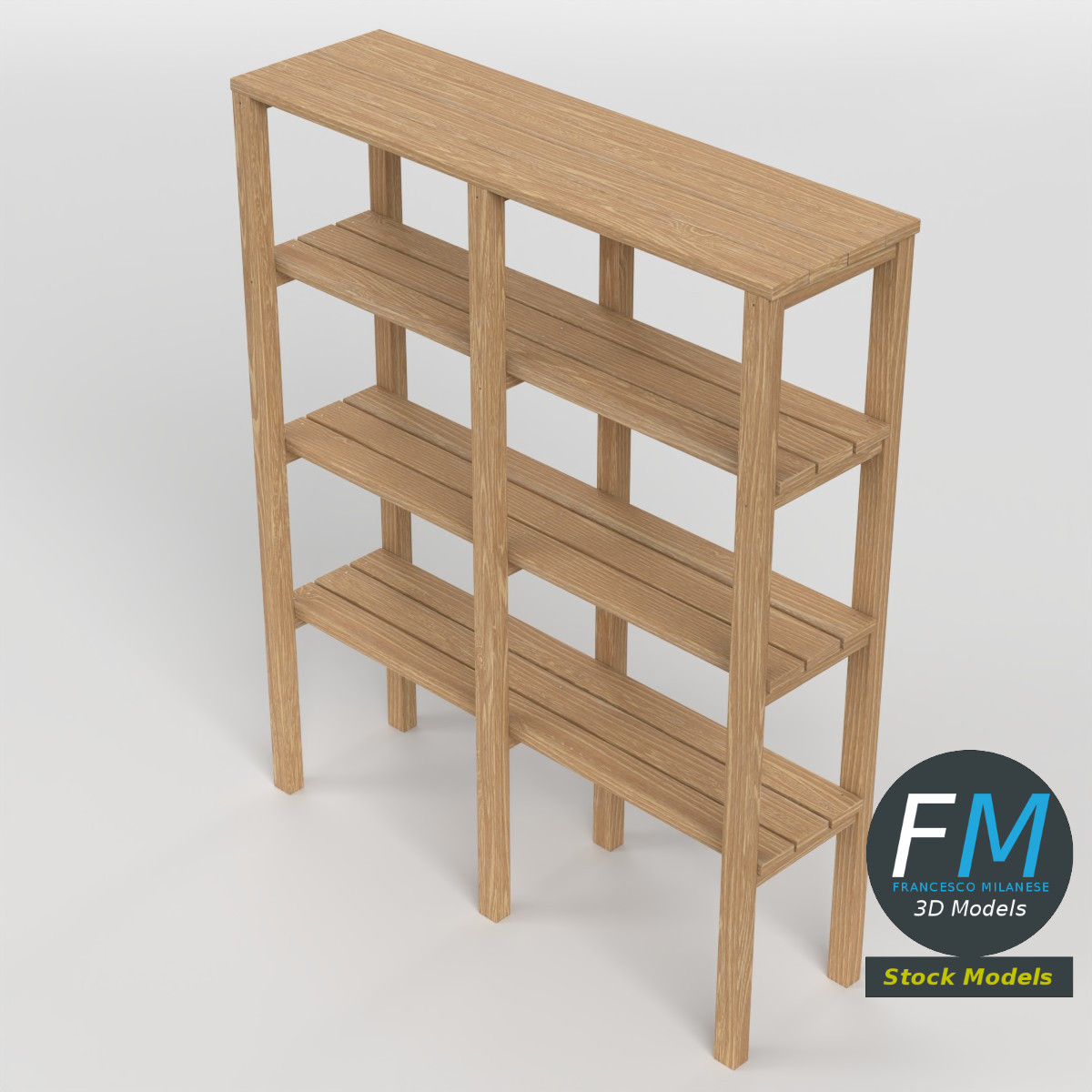 3D-Modell - Holzregal zur Aufbewahrung - 02
