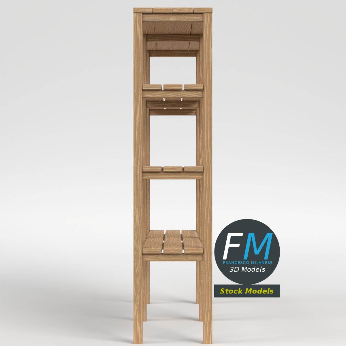 3D-Modell - Holzregal zur Aufbewahrung - 04
