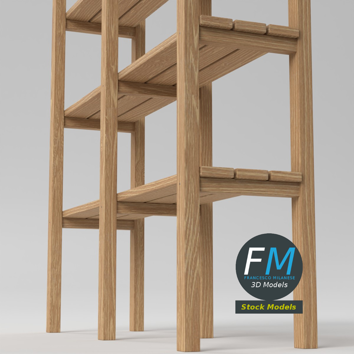 3D-Modell - Holzregal zur Aufbewahrung - 05