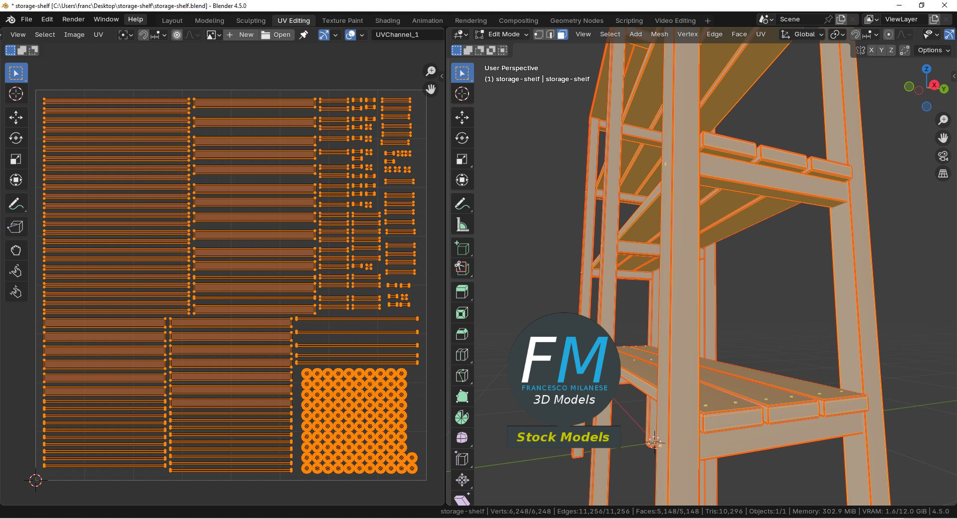 3D-Modell - Holzregal zur Aufbewahrung - 10
