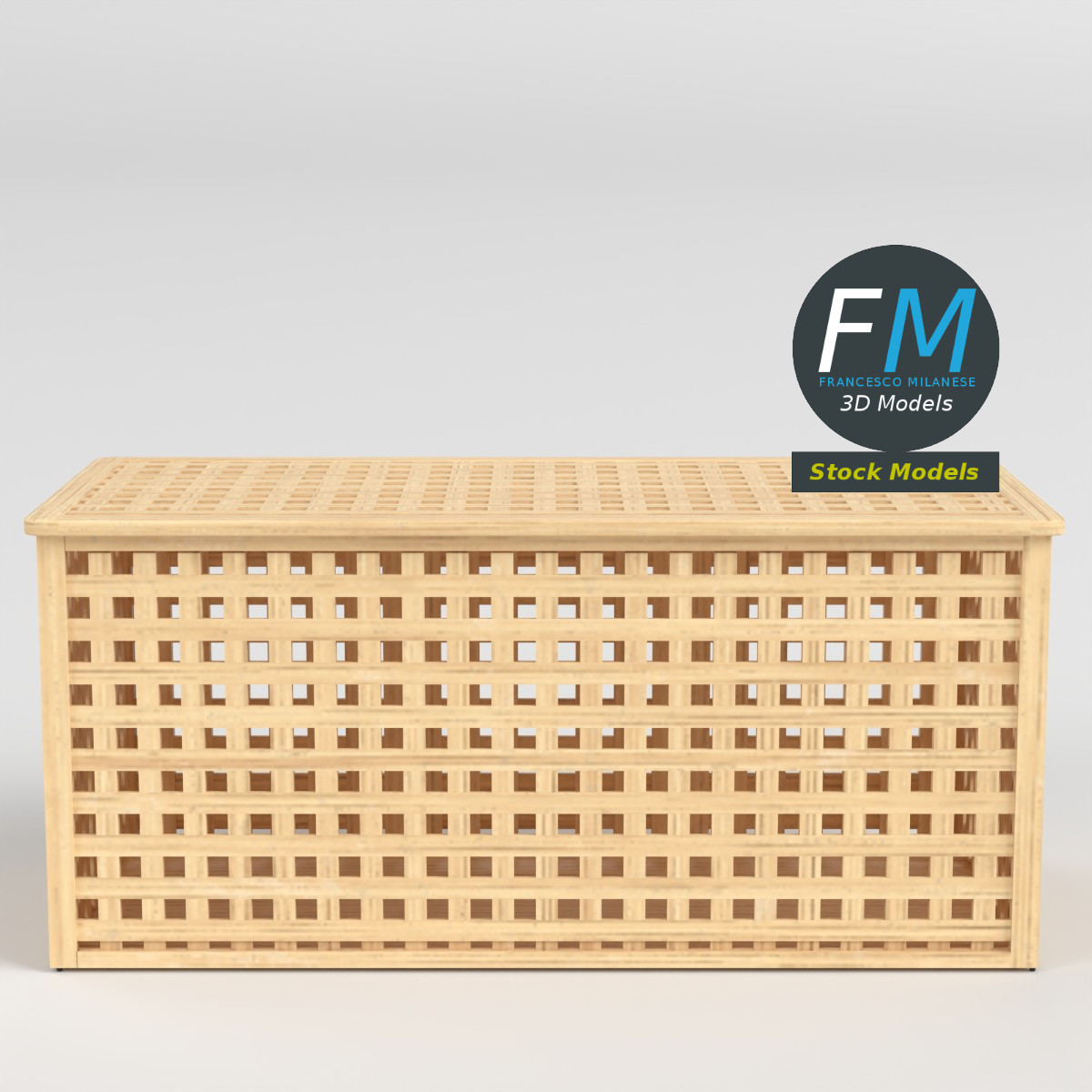 3D-Modell - Holz-Aufbewahrungstruhe mit Gitter - 03